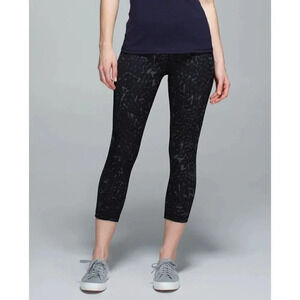 Lululemon Wunder Under Crop II *Full-On Luon Star Crushed Coal  Black